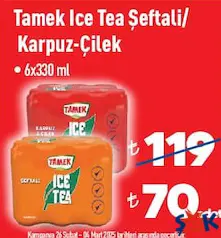 TAMEK ICE TEA ŞEFTALİ/KARPUZ-ÇİLEK BUZLU ÇAY 6X330 ML